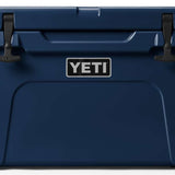 Yeti Tundra 45 Cooler - A large, rectangular cooler with a dark gray lid and matching body, featuring a prominent "YETI" logo on the front in white lettering.