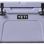 Yeti Tundra 45 Cooler - A large, rectangular cooler with a light gray lid and dark gray body, featuring two black latches on top.
