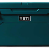 Yeti Tundra 65 Cooler - A large, rectangular cooler with a dark gray lid and matching body, featuring a handle on top and a logo in silver lettering that reads "YETI" on the front.
