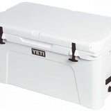 Yeti Tundra 75 Cooler - A large, white cooler with a handle on top and a latch to secure the lid.