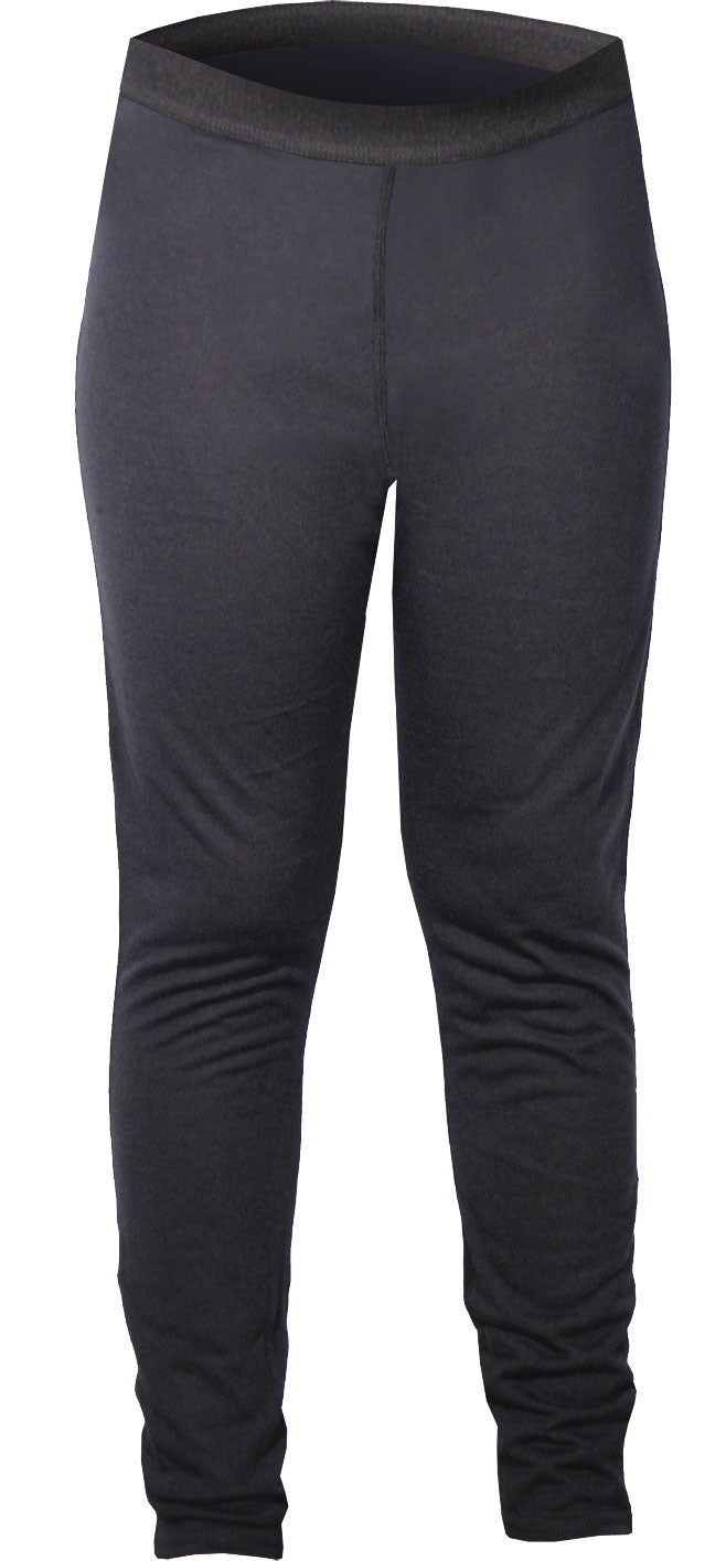 Hot Chillys Juniors' Pepper Skins Bottom Baselayer - A black baselayer with a pepper skin pattern on the front and back, featuring a solid-colored waistband.